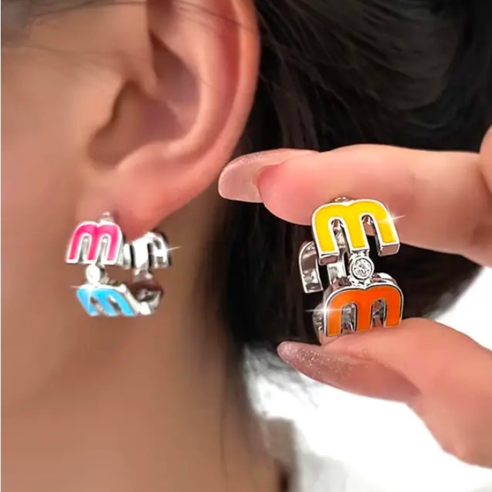 Brand New Large Rhinestone and Multi Coloured - M - Earrings